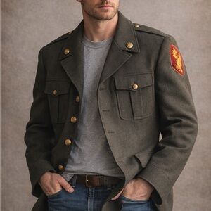 1956 U.S. Army Transportation Corps Wool Serge Coat Vintage Military Jacket 41R